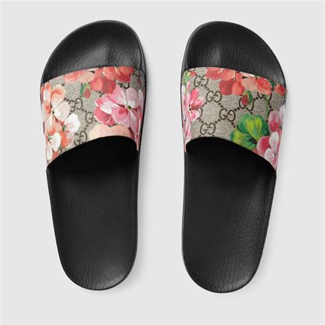 floral Gucci slides women